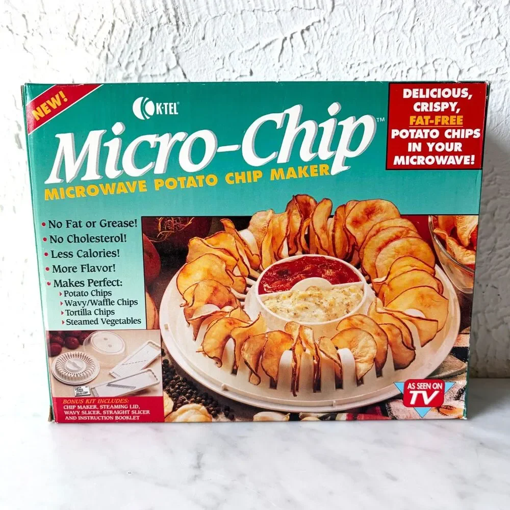 K-Tel Micro-Chip Microwave Potato Chip Maker Slicer Steamer 1995 New Open Box